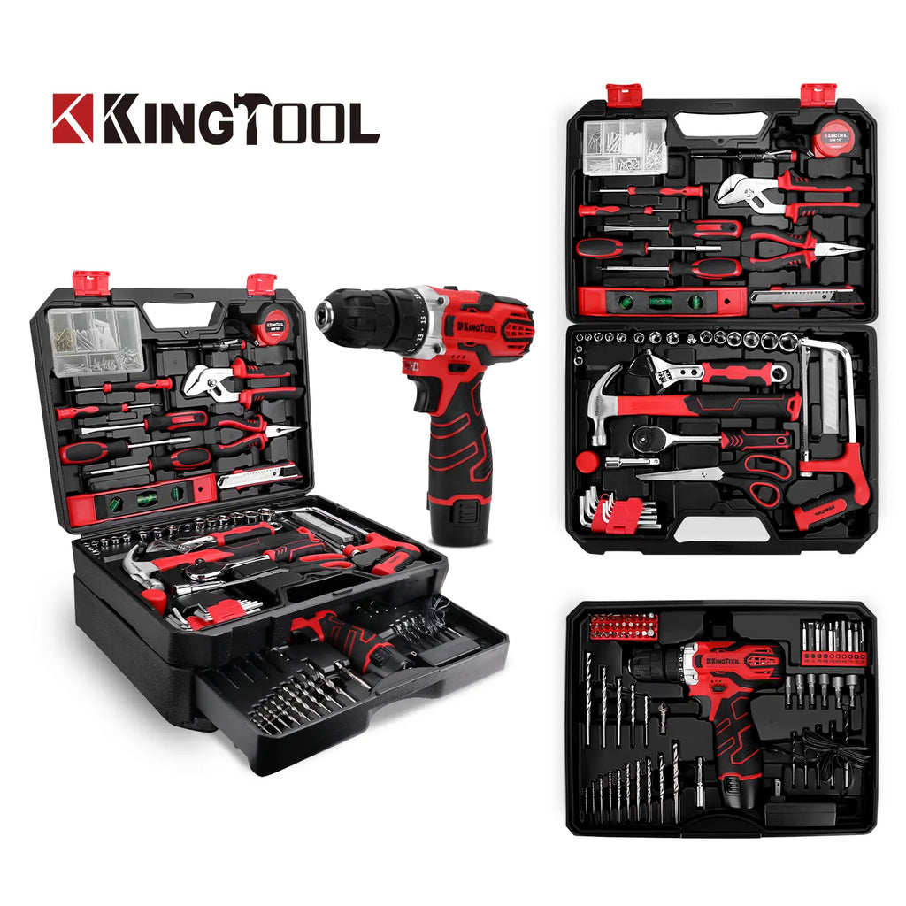 KingTool 276-Piece Tool Set Kit - Tool kit with 12V Cordless Power Drill Driver Toolbox