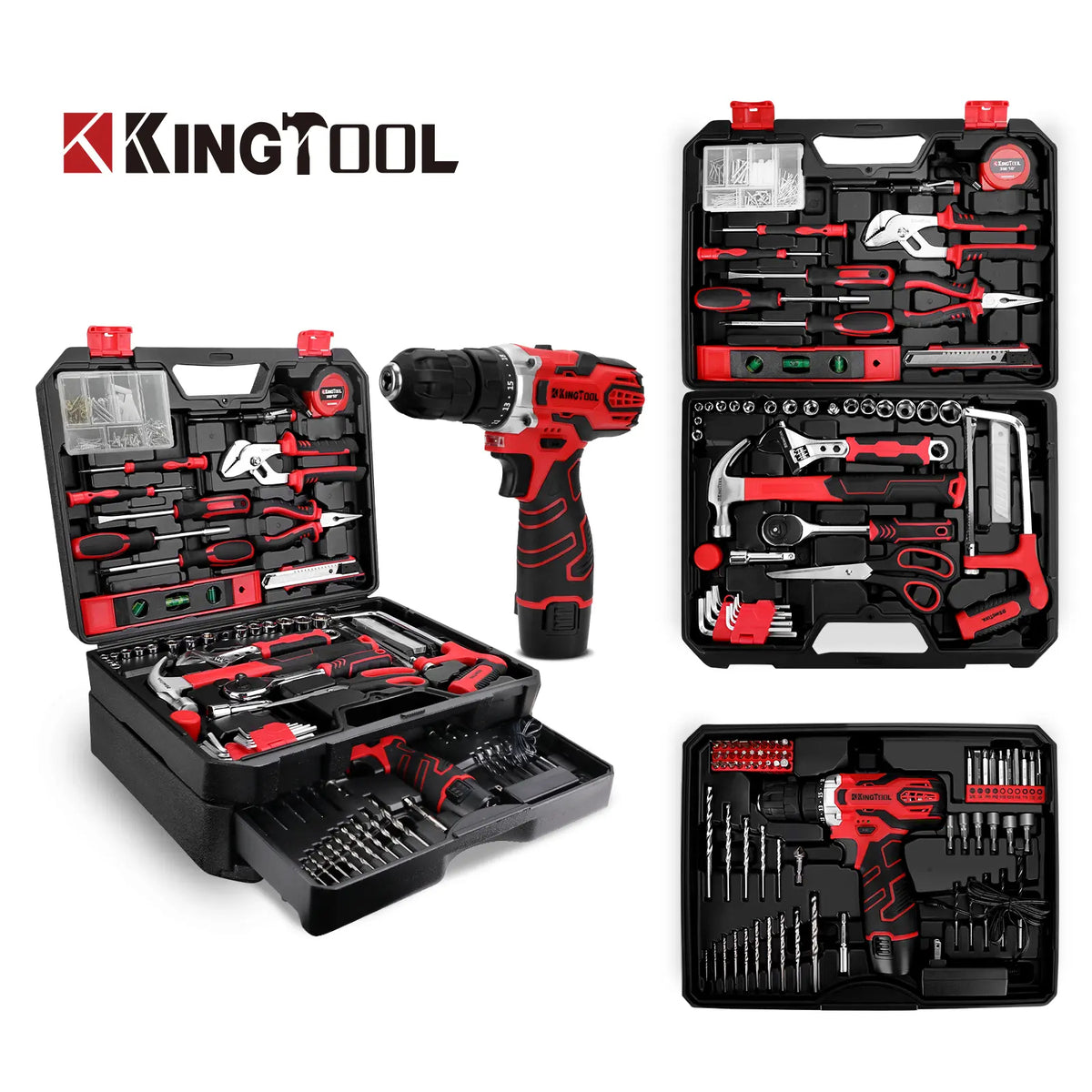 KingTool 276-Piece Tool Set Kit - Tool kit with 12V Cordless Power Drill Driver Toolbox