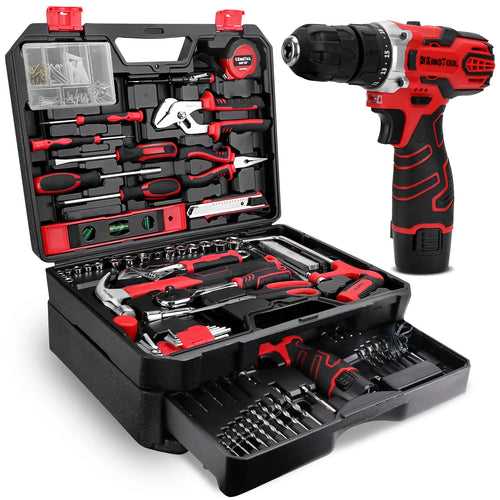 KingTool 276-Piece Tool Set Kit - Tool kit with 12V Cordless Power Drill Driver Toolbox