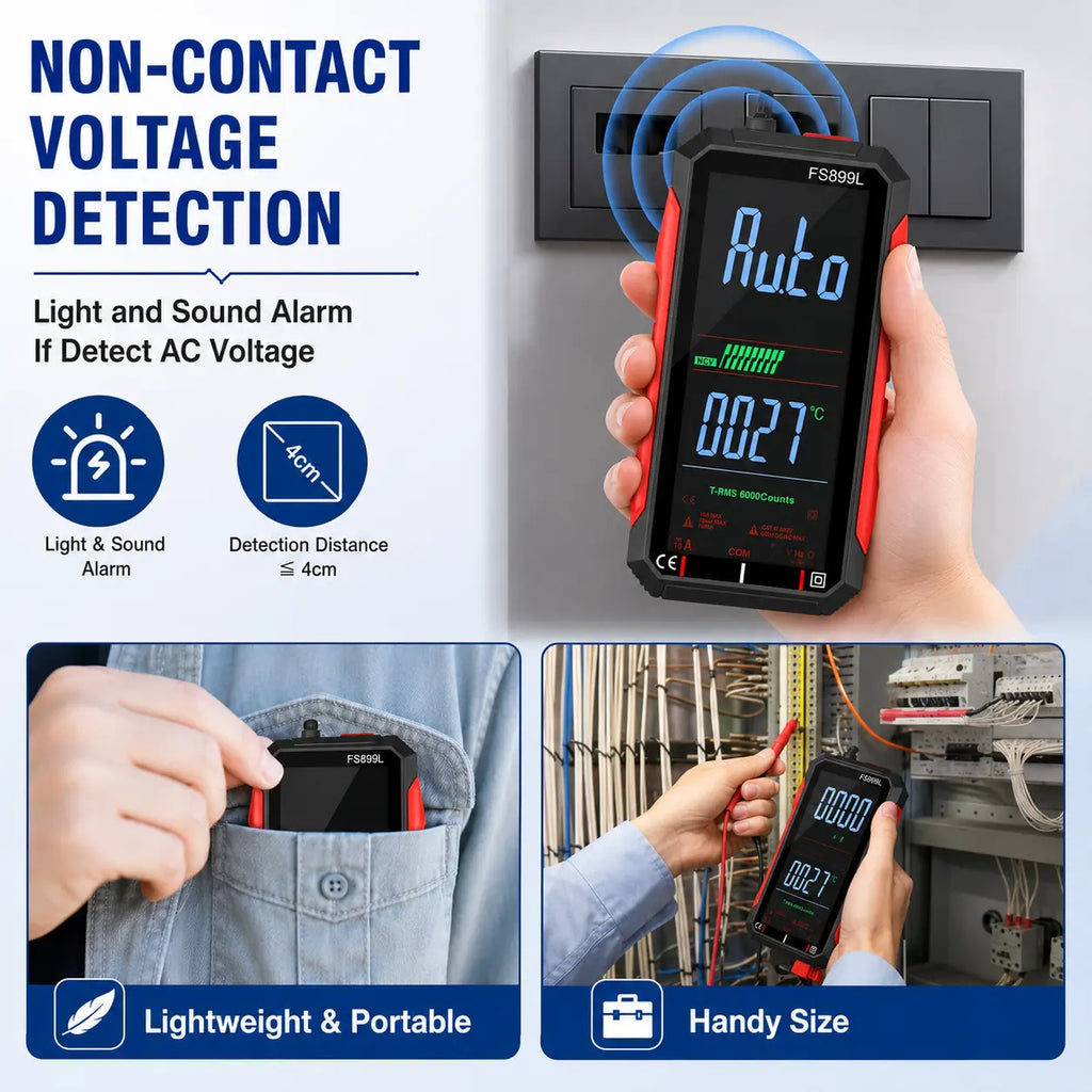 Rechargeable, Auto-Ranging, NCV Voltage Tester with Live/Neutral Wire Detection