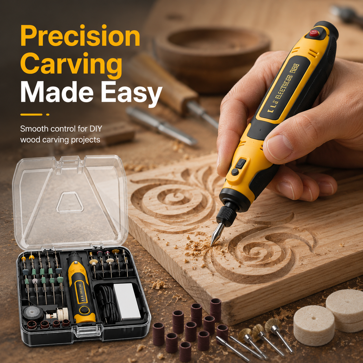 57-Piece Cordless Mini Rotary Tool Kit for Carving, Engraving & Polishing