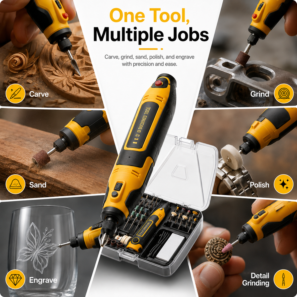 57-Piece Cordless Mini Rotary Tool Kit for Carving, Engraving & Polishing
