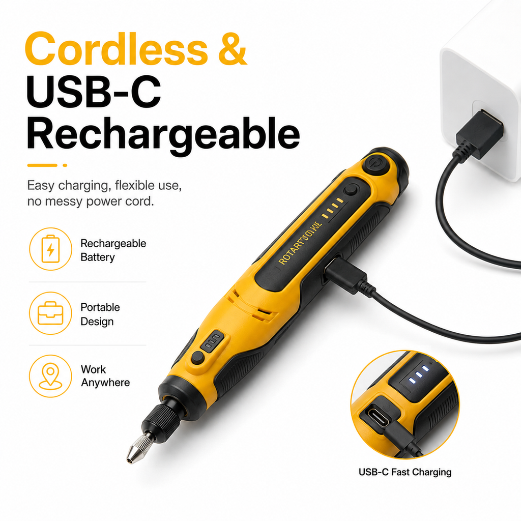 57-Piece Cordless Mini Rotary Tool Kit for Carving, Engraving & Polishing