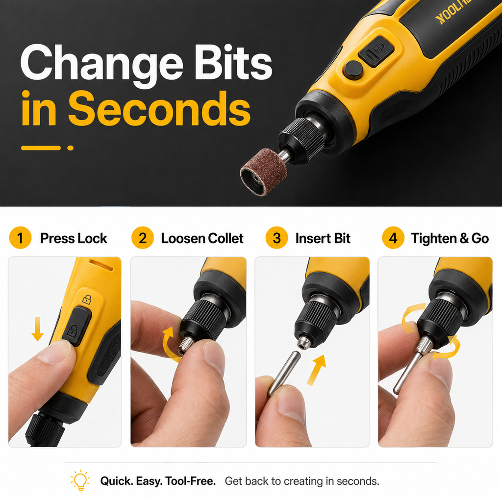 57-Piece Cordless Mini Rotary Tool Kit for Carving, Engraving & Polishing