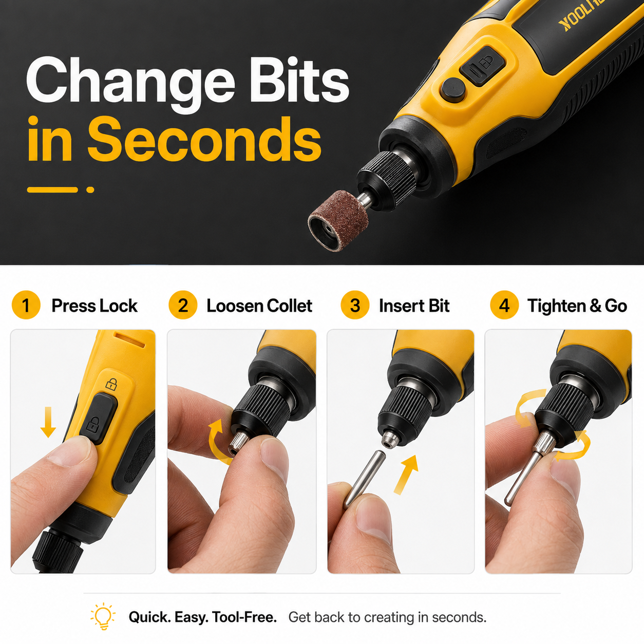 57-Piece Cordless Mini Rotary Tool Kit for Carving, Engraving & Polishing
