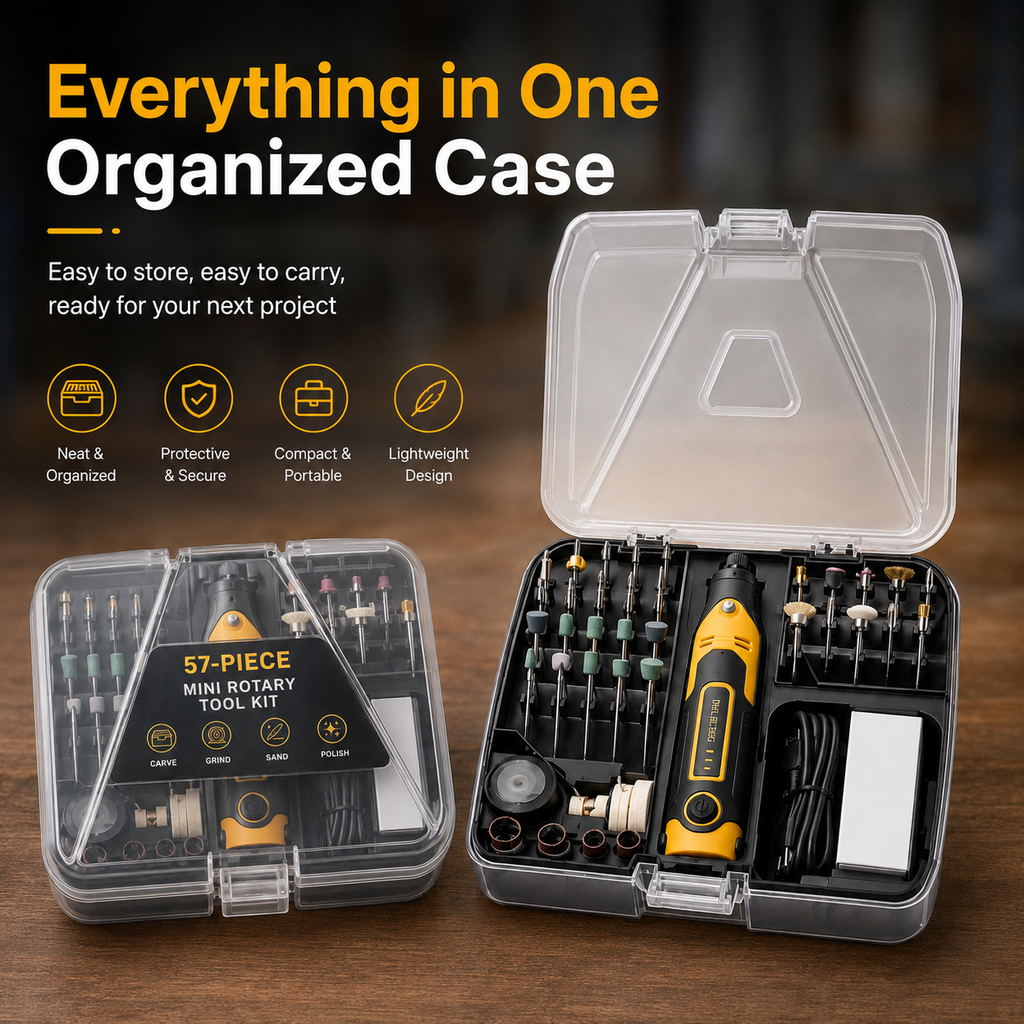 57-Piece Cordless Mini Rotary Tool Kit for Carving, Engraving & Polishing