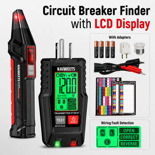 Digital Circuit Breaker Finder with LCD, GFCI & NCV Tester Kit