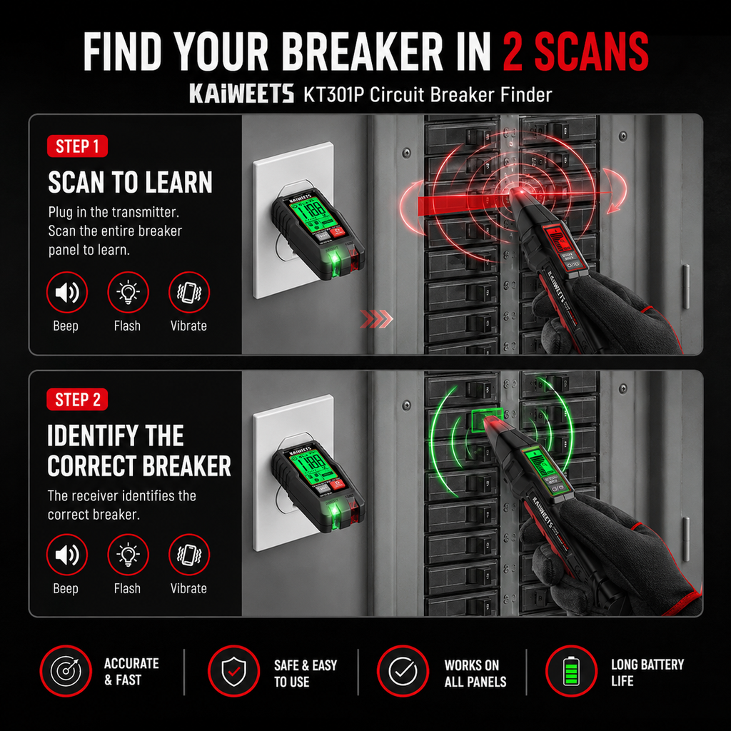 Digital Circuit Breaker Finder with LCD, GFCI & NCV Tester Kit