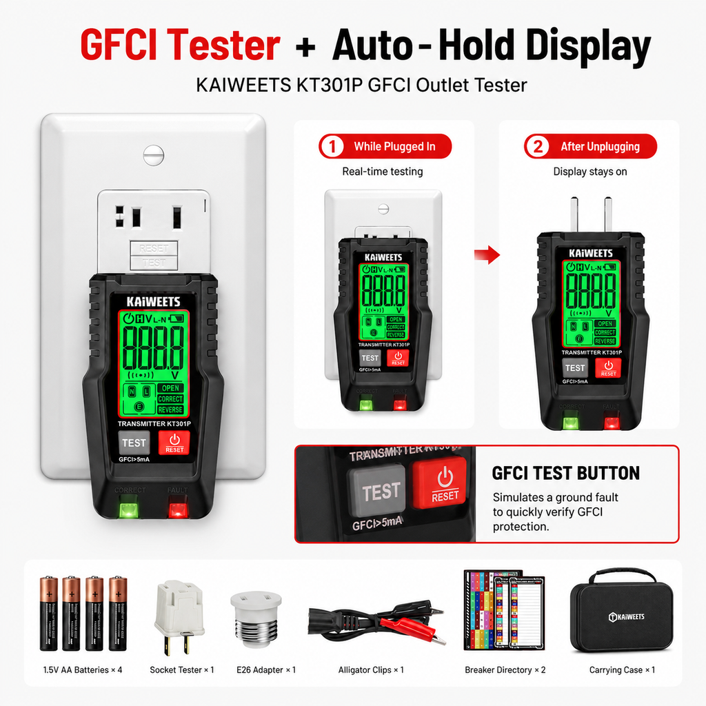 Digital Circuit Breaker Finder with LCD, GFCI & NCV Tester Kit