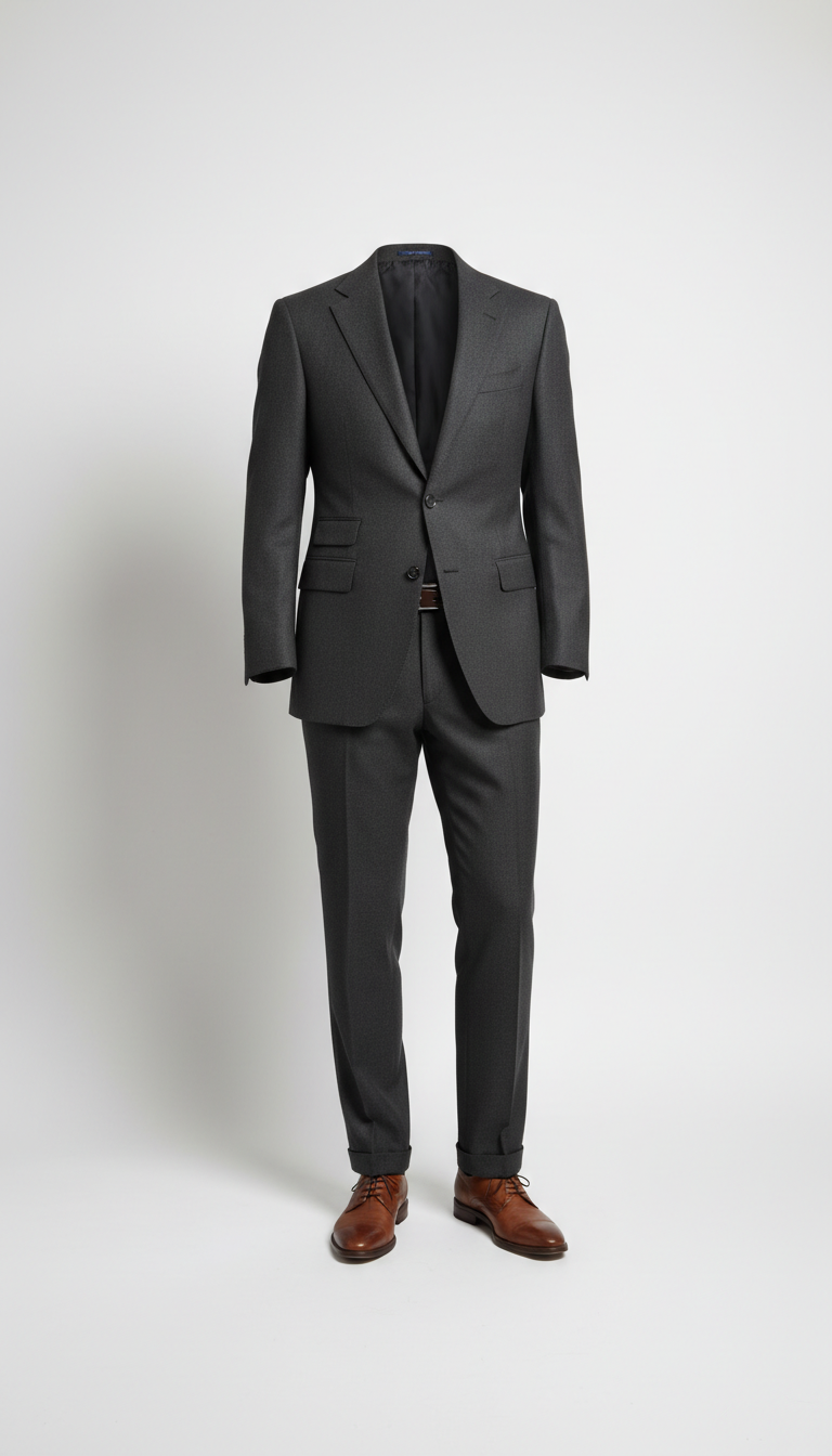 Men's Charcoal Wool Suit